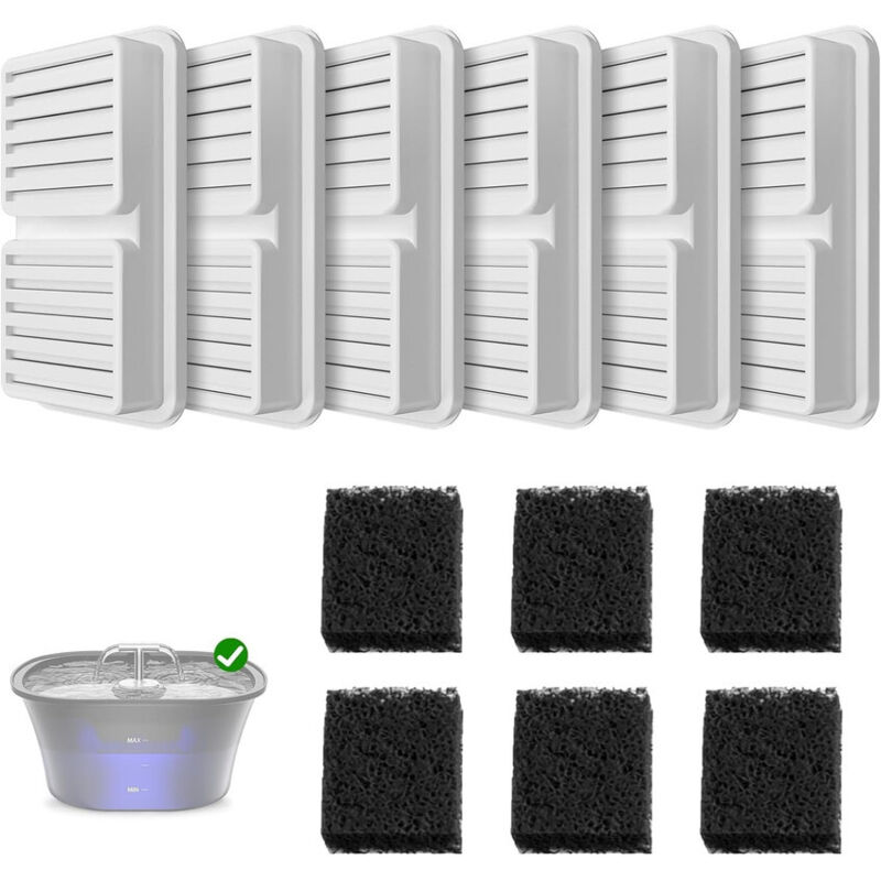 Balimo Ersatzfilter für Katzenbrunnen (2,2L/2,5L) - 6er Pack, Vierfache Filterung für Frisches Wasser