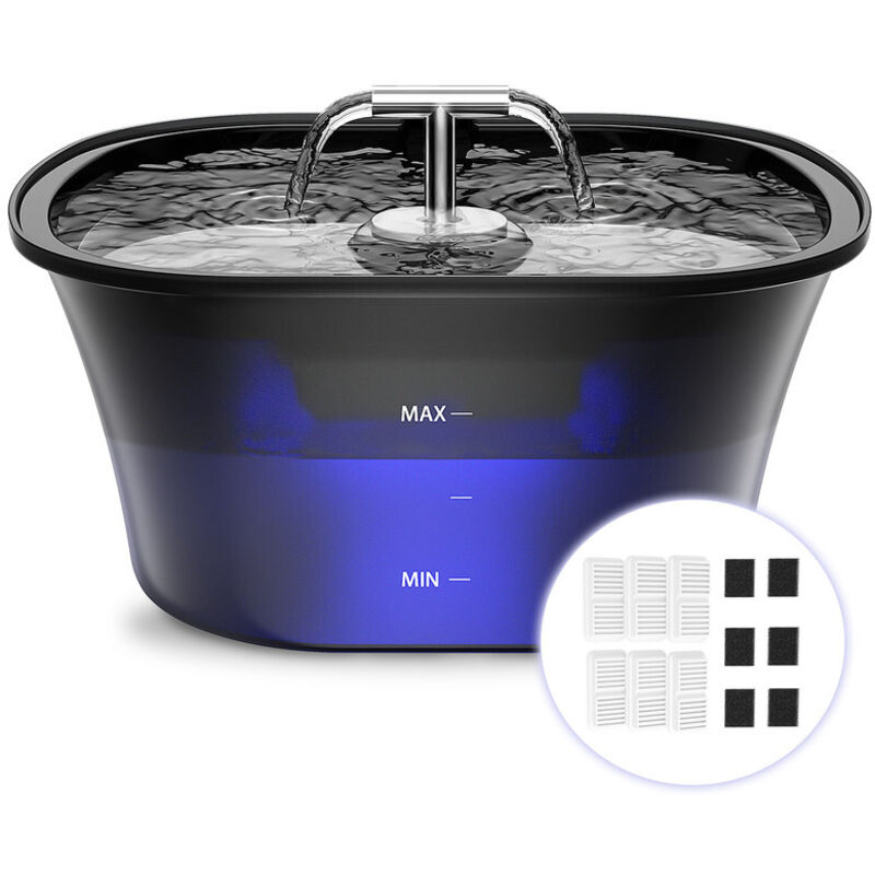 Balimo Katzenbrunnen, 2,5 L Trinkbrunnen für Katze, Katzenbrunnen für Katzen, automatischer Haustierbrunnen, mit 6 Aktivkohlefilter