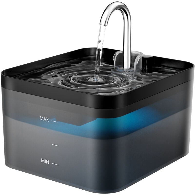 2,2 l Katzenbrunnen, Mehrfachfilterung, 2 Wasserdurchflussstufen, inklusive 1 Filter + 1 Schwammnetz, Schwarz - Balimo