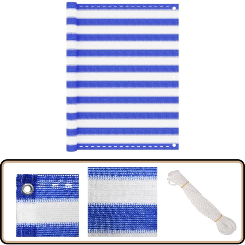 Vidaxl - Balkon-Sichtschutz Blau und Weiß 120x400 cm hdpe - Balkon Sichtschutz - hdpe Sichtschutz - Windsack - Wasserdichter Sichtschutz - uv