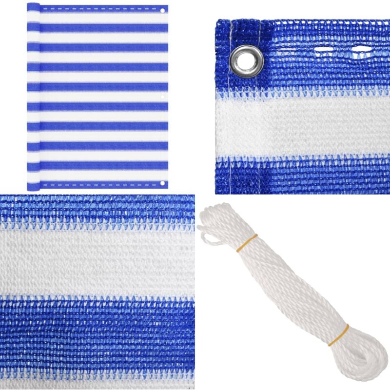 Vidaxl - Balkon-Sichtschutz Blau und Weiß 120x400 cm hdpe - Balkon Sichtschutz - hdpe Sichtschutz - Windsack - Wasserdichter Sichtschutz - uv