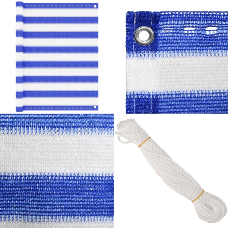 Vidaxl - Balkon-Sichtschutz Blau und Weiß 90x500 cm hdpe - Balkon Sichtschutz - hdpe Sichtschutz - Windsichtsschutz - Wasserschutz - UV-Schutz - Home