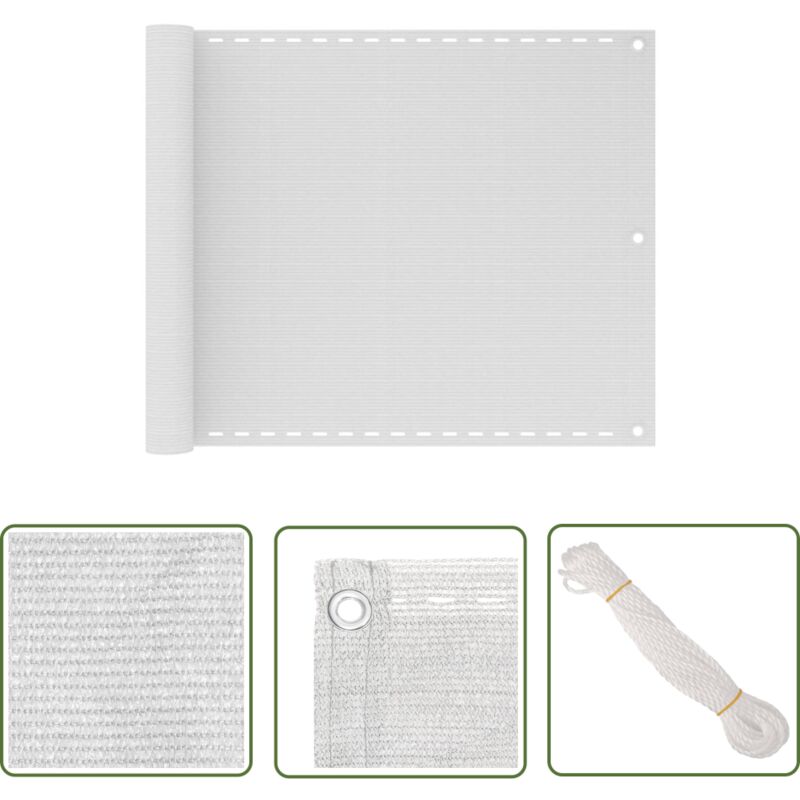 Inlife - The Living Store Balkon-Sichtschutz Weiß 75x300 cm hdpe - Balkon Sichtschutz - hdpe - Weißer Sonnenschutz - Winddurchlässiger Schirm