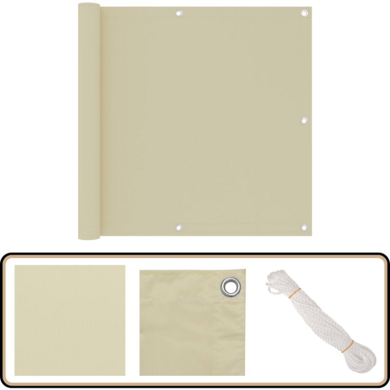 Vidaxl - Balkon-Sichtschutz Creme 90x500 cm Oxford-Gewebe - Balkon Sichtschutz - Windschutz - Wasserfest - uv Schutz - Oxford Gewebe