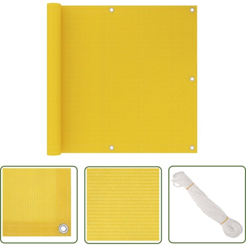 Longziming - The Living Store Balkon-Sichtschutz Gelb 90x500 cm hdpe - Balkon Sichtschutz - Gelber Balkonvorhang - hdpe Sichtschutz - Windsack Für