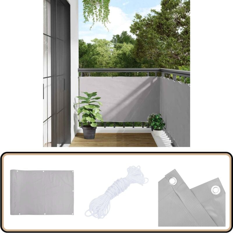 Vidaxl - Balkon-Sichtschutz Grau 400x120 cm pvc - Balkon Sichtschutz - pvc Sichtschutz - Wetterfest - uv Schutz - Gardinenvorhang