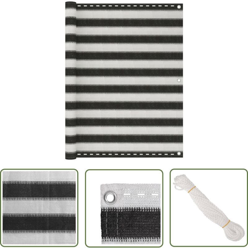 The Living Store Balkon-Sichtschutz hdpe 120x300 cm Anthrazit und Weiß - Balkon Sichtschutz - hdpe Sonnenschutz - Balkonscreening - Windschild Für