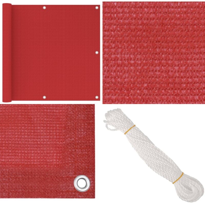 Vidaxl - Balkon-Sichtschutz Rot 90x500 cm hdpe - Balkon Sichtschutz - hdpe - Sonnenschutz - Balkonabdeckung - Windschild - Home & Living