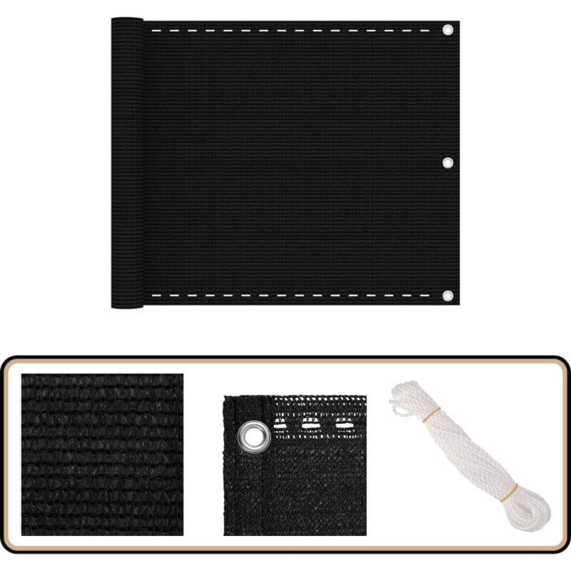 Vidaxl - Balkon-Sichtschutz Schwarz 75x500 cm hdpe - Balkon Sichtschutz - hdpe Sichtschutz - Windsack - Sonnenenschutz Balkon - pvc Sichtschutz