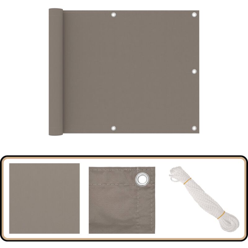 Balkon-Sichtschutz Taupe 75x300 cm Oxford-Gewebe - Balkon Sichtschutz - Privatsphäre Balkon - Windschutz Balkon - Wasserfestes Gewebe - UV Schutz