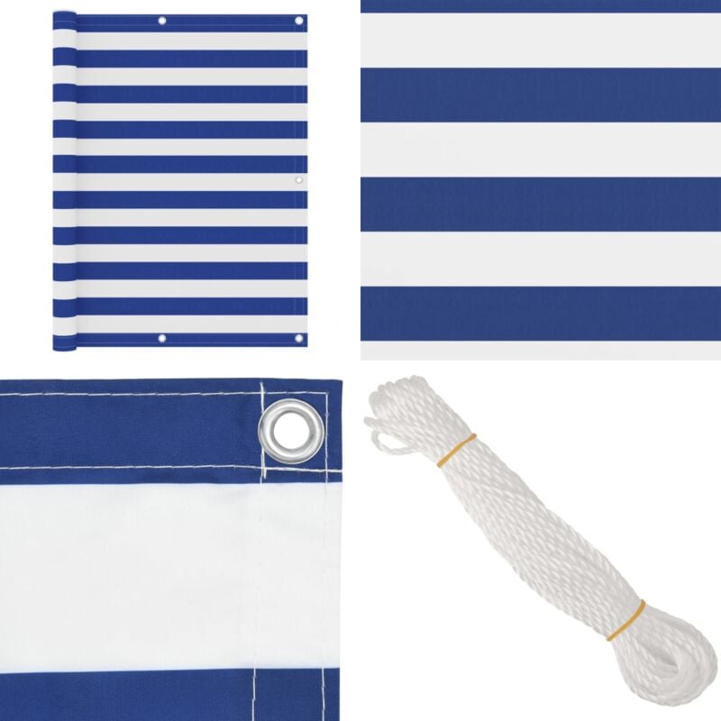 Vidaxl - Balkon-Sichtschutz Weiß und Blau 120x400 cm Oxford-Gewebe - Balkon Sichtschutz - Windschutz - Wasserfest - uv Schutz - Oxford Gewebe - Home