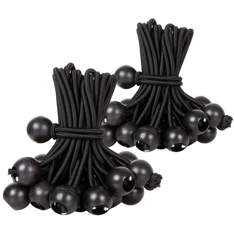 Ball-Bungee-Seil, schwarzes Bungee-Seil, Bungee-Seil für Pavillon, Plane, Camping, Zelt, Vorhänge, Verlängerungsgeschirr (30 Stück, schwarz, 300 mm)