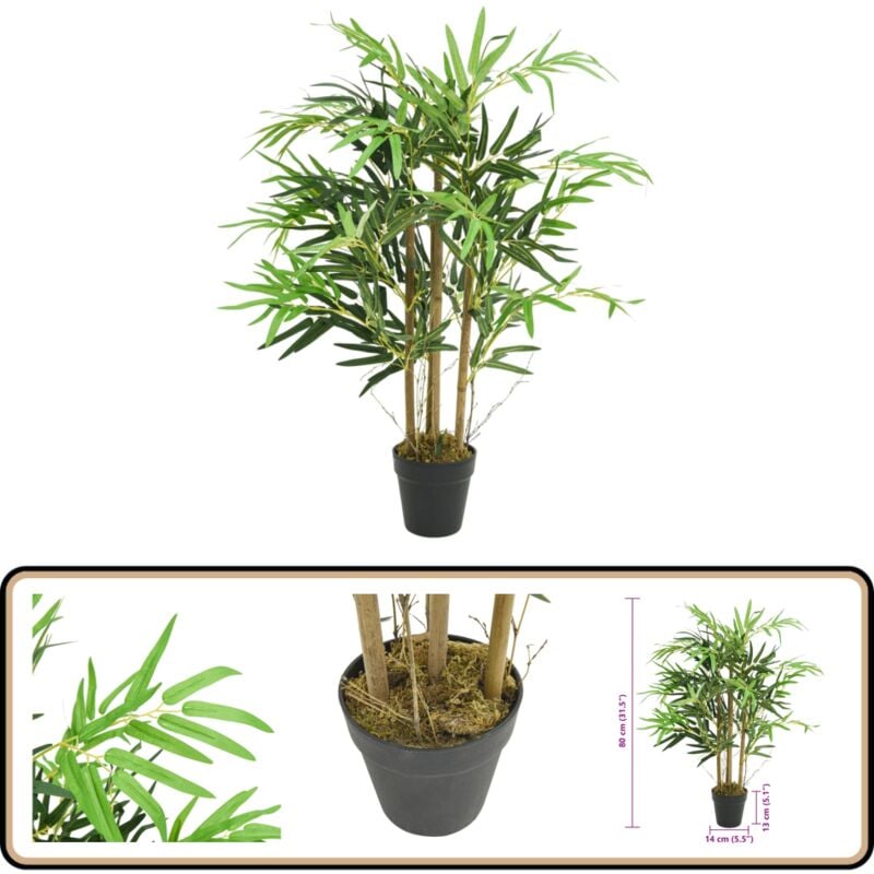 Bambusbaum Künstlich 500 Blätter 80 cm Grün - Bambusbaum - Kunstrasen - Dekorative Pflanzen - Indoor Pflanzen - Grüne Pflanze