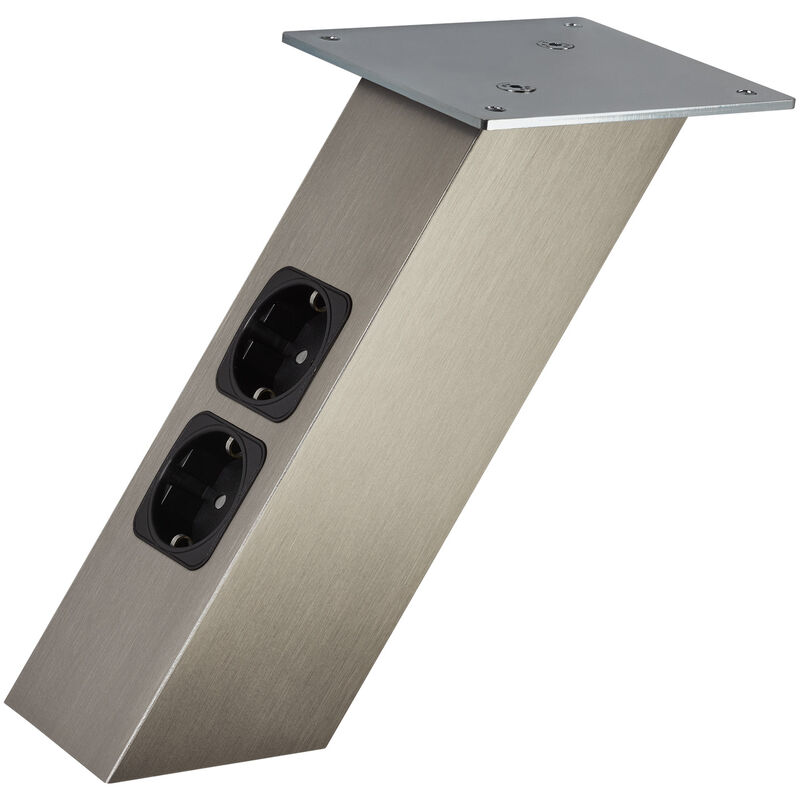 So-tech - Barkonsole schräg 210 x 80 x 70 mm in Edelstahloptik mit Schuko Steckdosen 30 Kg Tragkraft Thekenfuß Konsole von sotech
