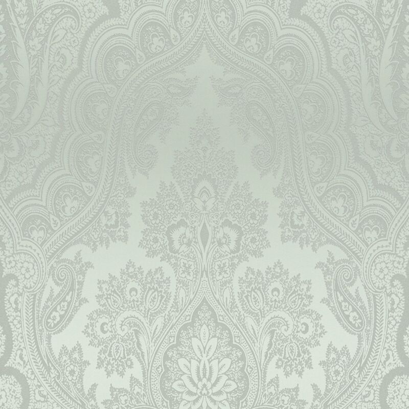 Profhome - Barock Tapete 387081 heißgeprägte Vliestapete glatt mit Paisley Muster glitzernd grün silber minz-grün 5,33 m2