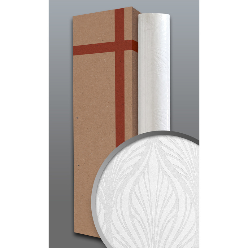 Edem - Barock Tapete 83003BR60 Vliestapete zum Überstreichen strukturiert mit grafischem Muster matt weiß 1 Karton 4 Rollen 106 m2