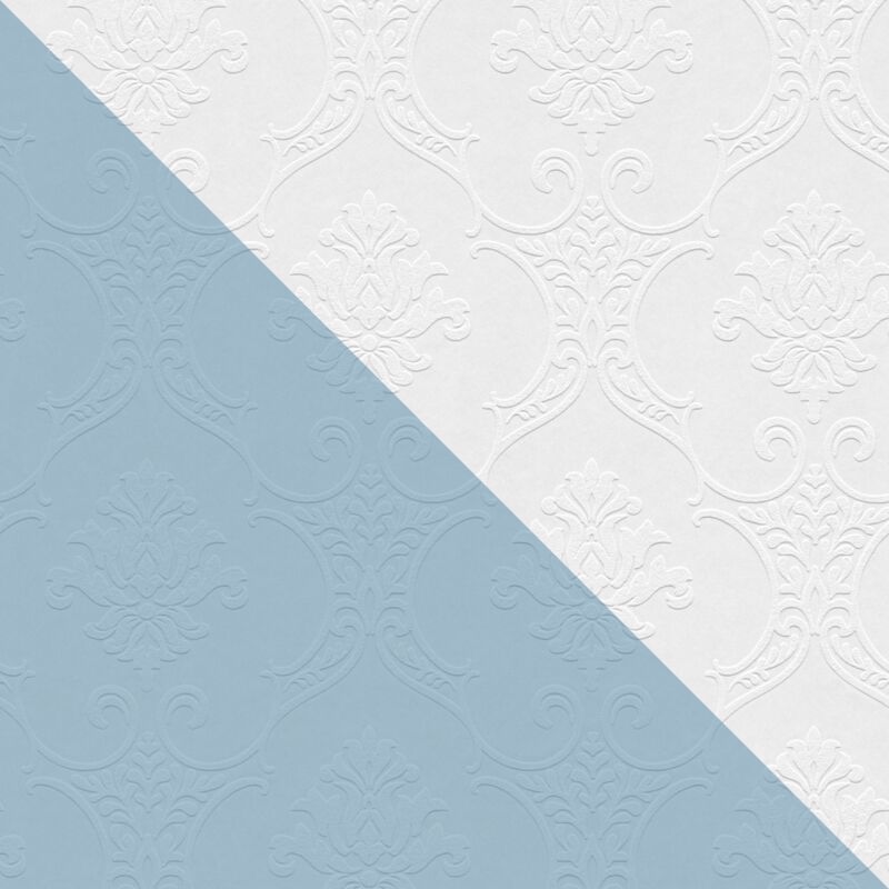 Profhome - Barock Tapete 354761 Vliestapete zum Überstreichen strukturiert mit Ornamenten matt weiß 5,33 m2