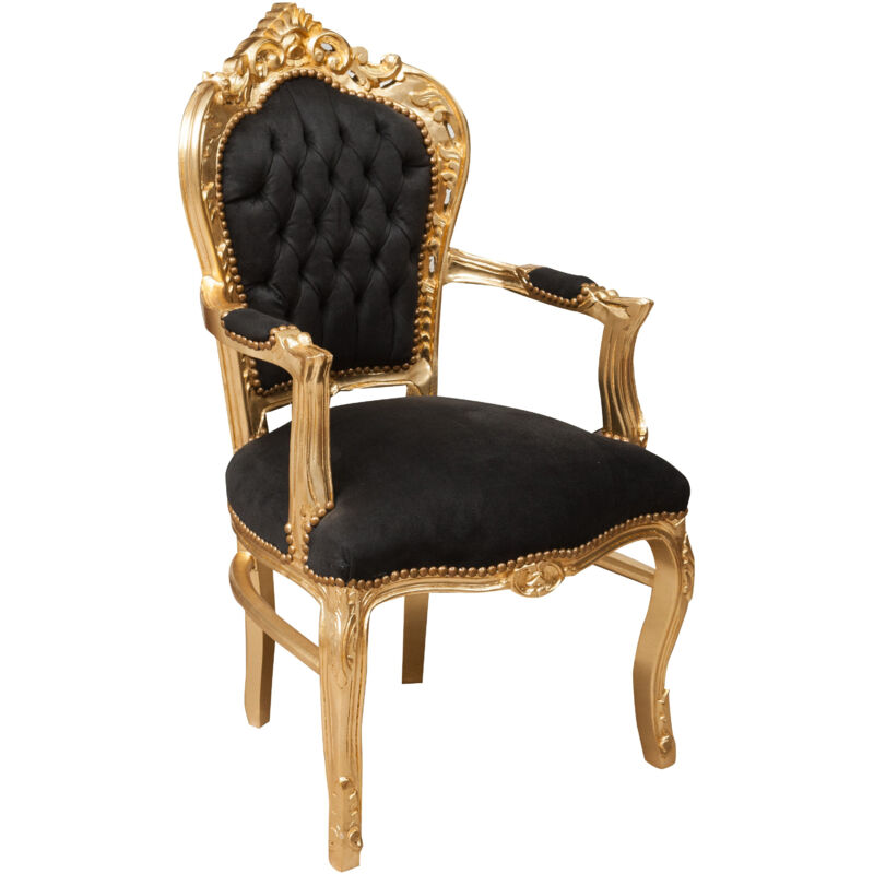 Barocker Bettsessel gepolsterter Sessel im französischen Stil Louis XVI-Sessel mit Holzarmlehnen Schlafzimmerstuhl 60x60x107 cm
