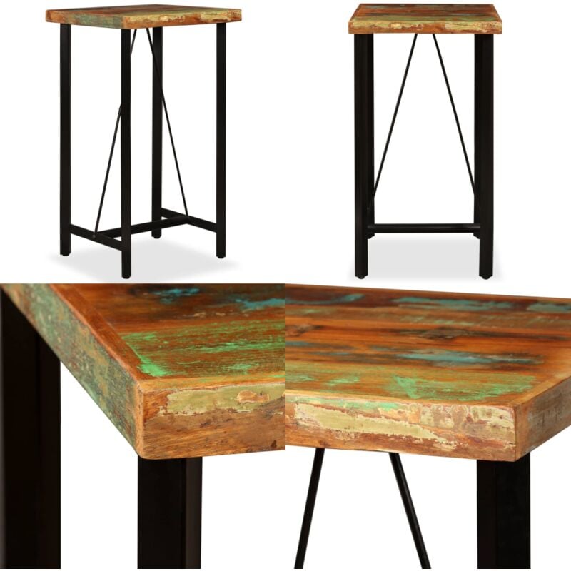 Bartisch Altholz Massiv 60x60x107 cm - Industrieller Schreibtisch - Holzküche - Esstisch Mit Stahlelementen - Vintage Bartisch - Landhausküche - Home