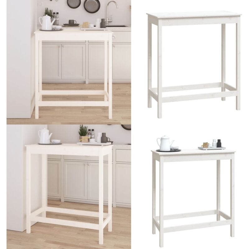 Bartisch Weiß 100x50x110 cm Massivholz Kiefer - Esstisch - Bartisch - Holzmöbel - Kiefernholz - Weißes Möbelstück - Home & Living