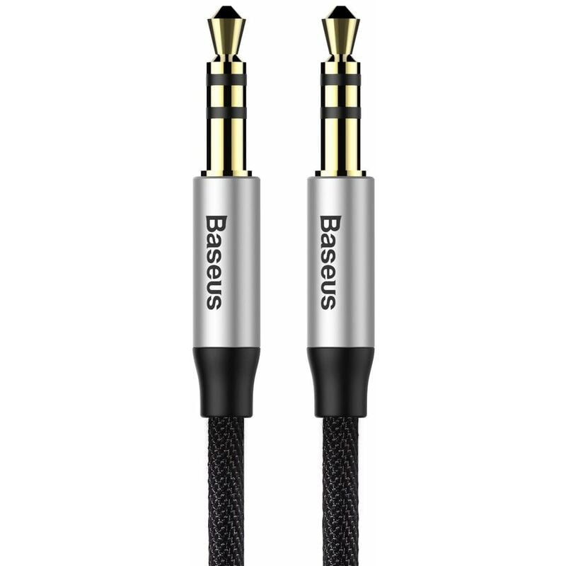 Baseus Yiven M30 Stereo-Audiokabel AUX 3,5 mm Mini-Klinkenstecker 1,5 m silber-schwarz (CAM30-CS1)