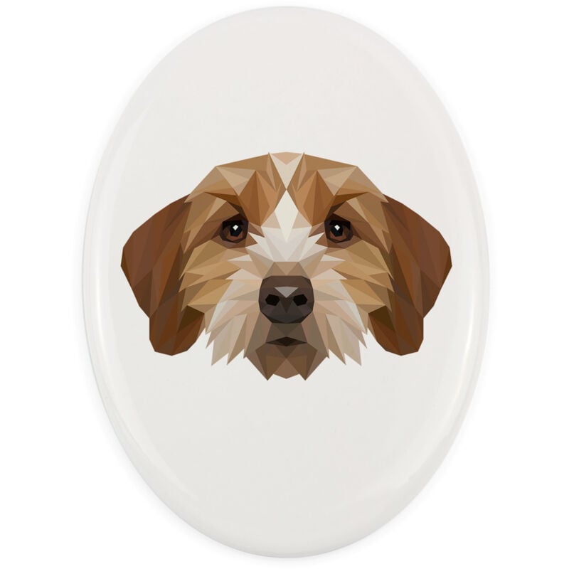 Basset Breton, Basset Fauve de Bretagne - Teller mit Foto und geometrischer Aufschrift von Art-Dog