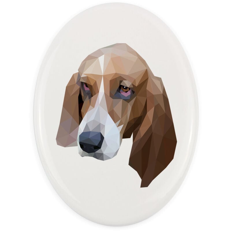 Basset Hound - Teller mit Foto und geometrischer Aufschrift von Art-Dog