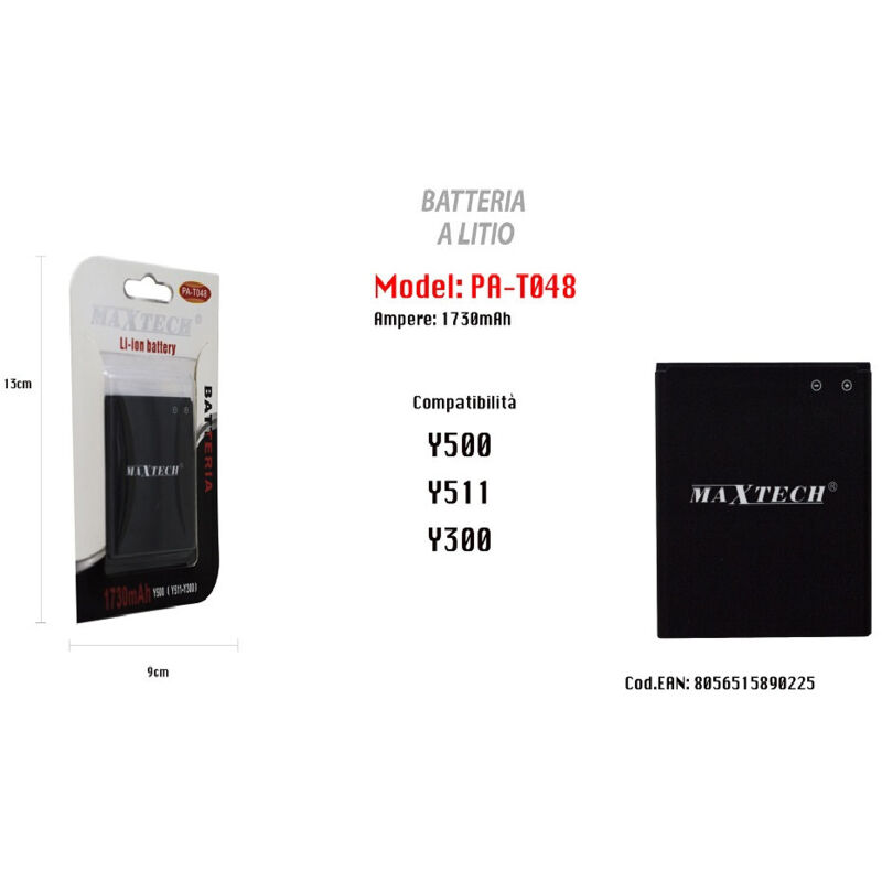 Maxtech - Trade Shop - kompatible ersatzbatterie für huawei Y500 Y300 Y511 1730MAH PA-T048 -