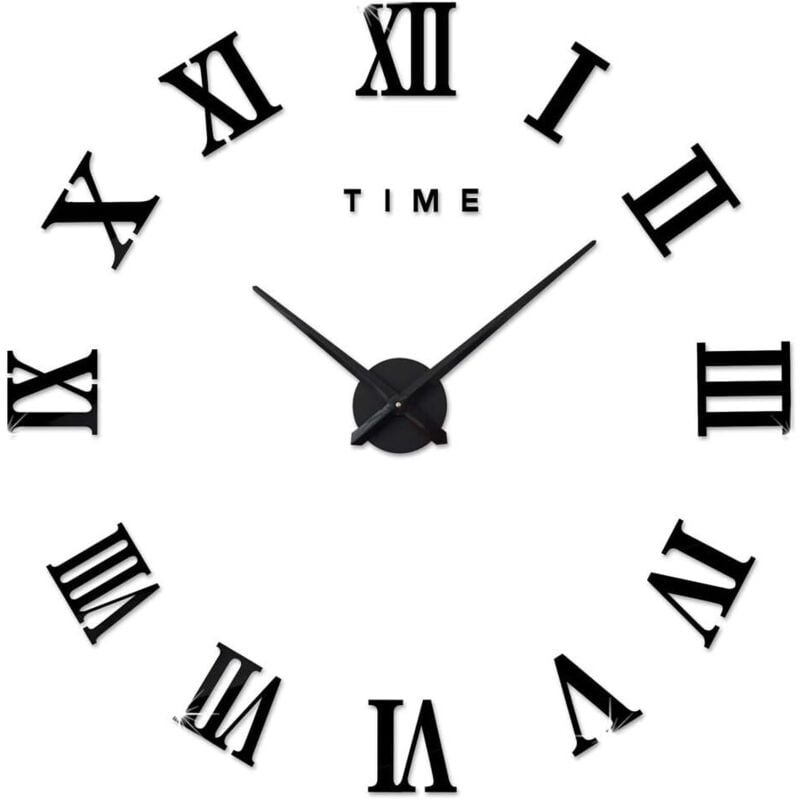 Linghhang - Batterie nicht im Lieferumfang enthalten) Moderne DIY-Wanduhr, 3D-Aufkleber, römische Ziffern, Wanduhr, abnehmbare Dekoration für