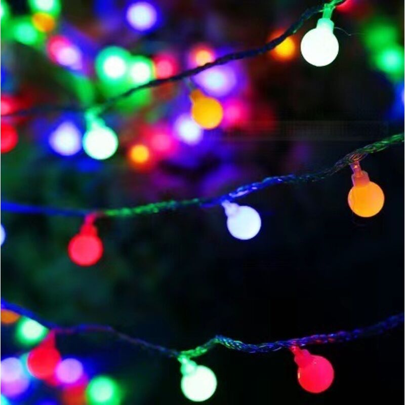 Batteriebetriebene Lichterkette, 10 m, 80 LED-Kugeln, wasserdichte Lichterkette für den Innen- und Außenbereich, Weihnachten (mehrfarbig)