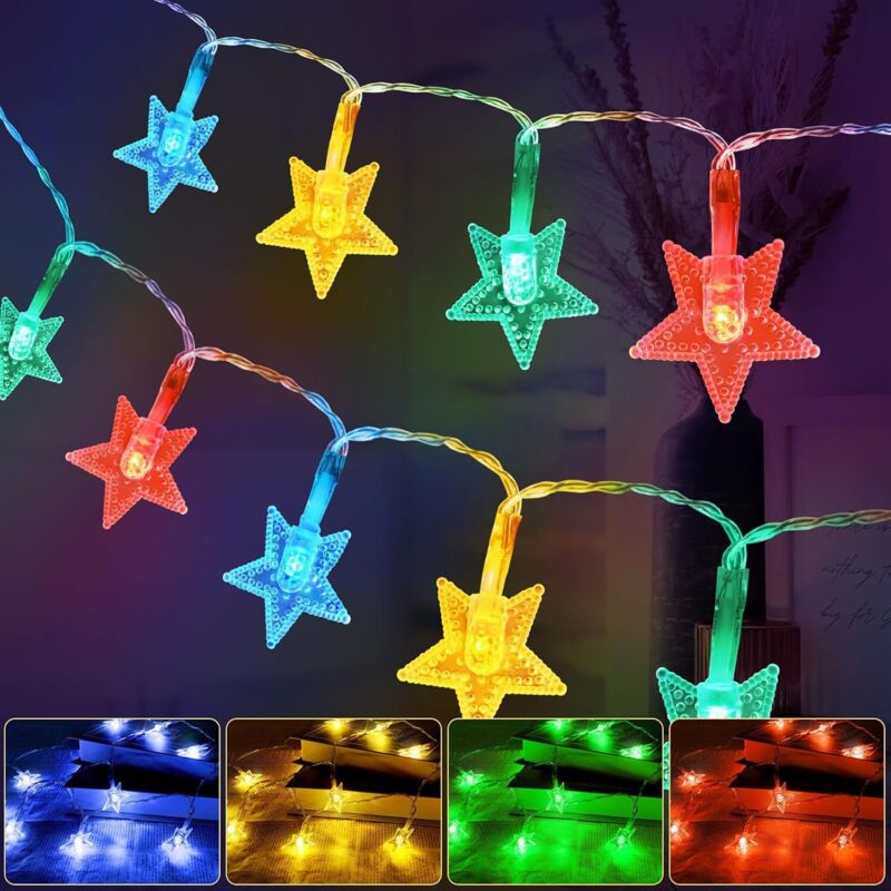 Batteriebetriebene Lichterkette, 6 m, 40 LEDs, 2 Modi, einfarbig und hell, für den Innenbereich, Dekoration für Weihnachten, Hochzeit, Geburtstag,