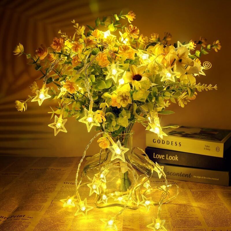 Batteriebetriebene Lichterkette, 6 m, 40 LEDs, 2 Modi, einfarbig und hell, Lichterkette für den Innenbereich, Dekoration für Weihnachten, Hochzeit,