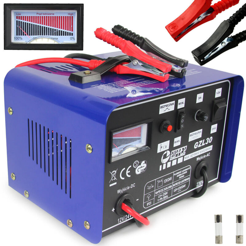 Batterieladegerät 12/24V KFZ PKW Autobatterie ladegerät 7-180Ah 30A mit funktion FAST CHARGE