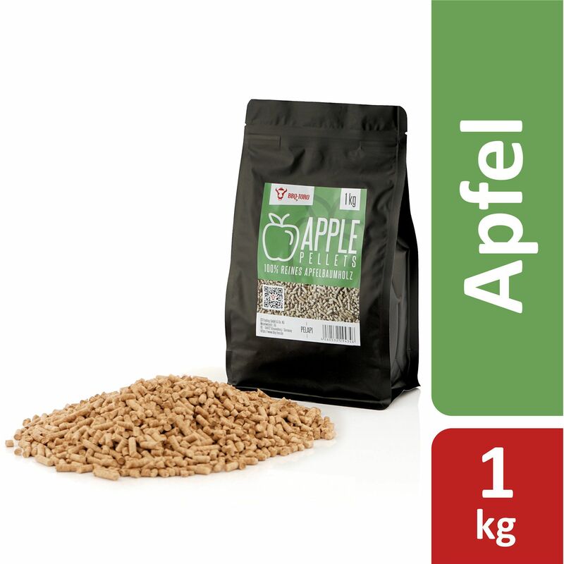 Apple Pellets aus 100% Apfelbaumholz, 1 kg, Räucherpellets, Holzpellets, für Grill und mehr - Bbq-toro