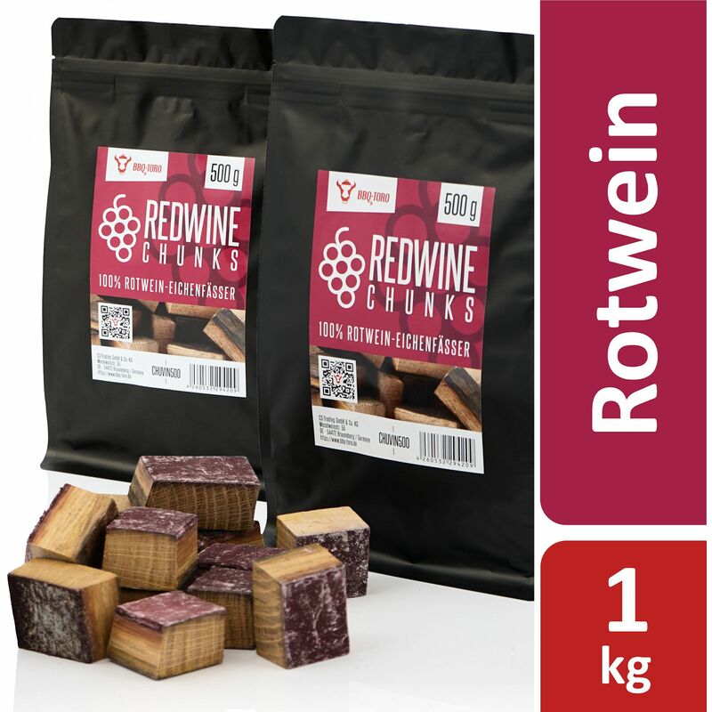 Rotwein Räucherchunks 1 kg, Räucherklötze für Gasgrill, Smoker und bbq, Holzchunks - Bbq-toro