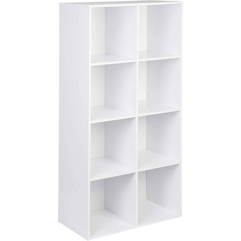 Bücherregal 8 Fächer, Standregal Weiß, freistehendes Würfelregal, Büroregal Aktenregal Aufbewahrungsregal Raumteiler, 60x121x29,5 cm (BxHxT) - Woltu
