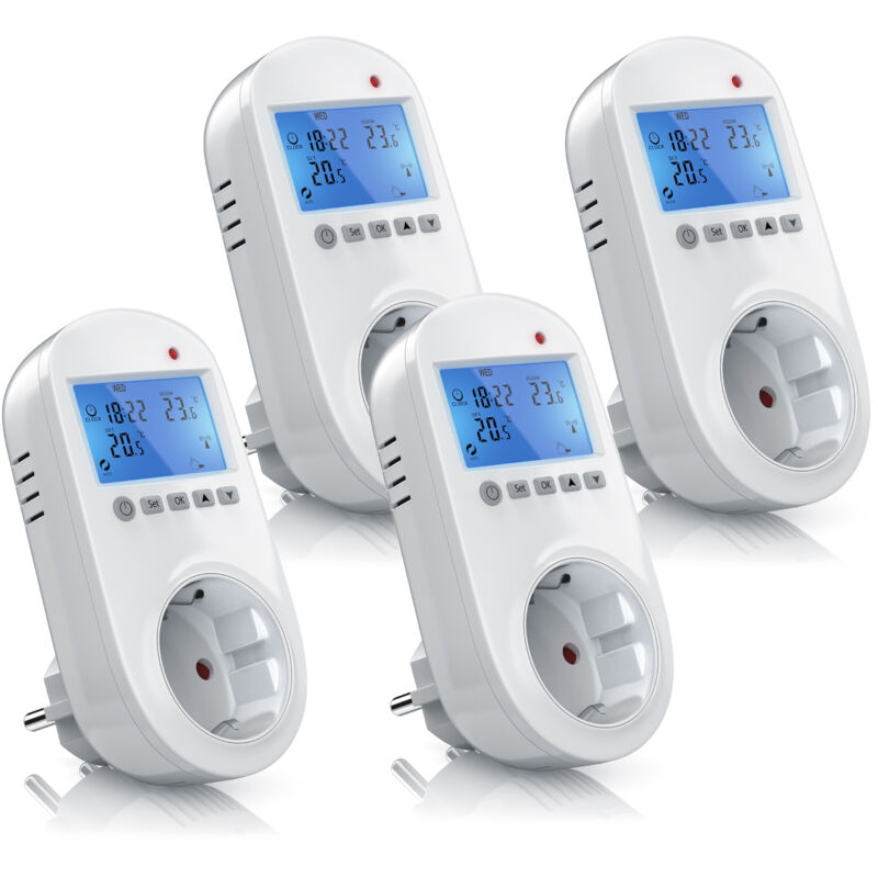 Bearware - 4x Steckdosen Thermostat für Heiz & Klimageräte Individuell programmierbar / LCD-Display
