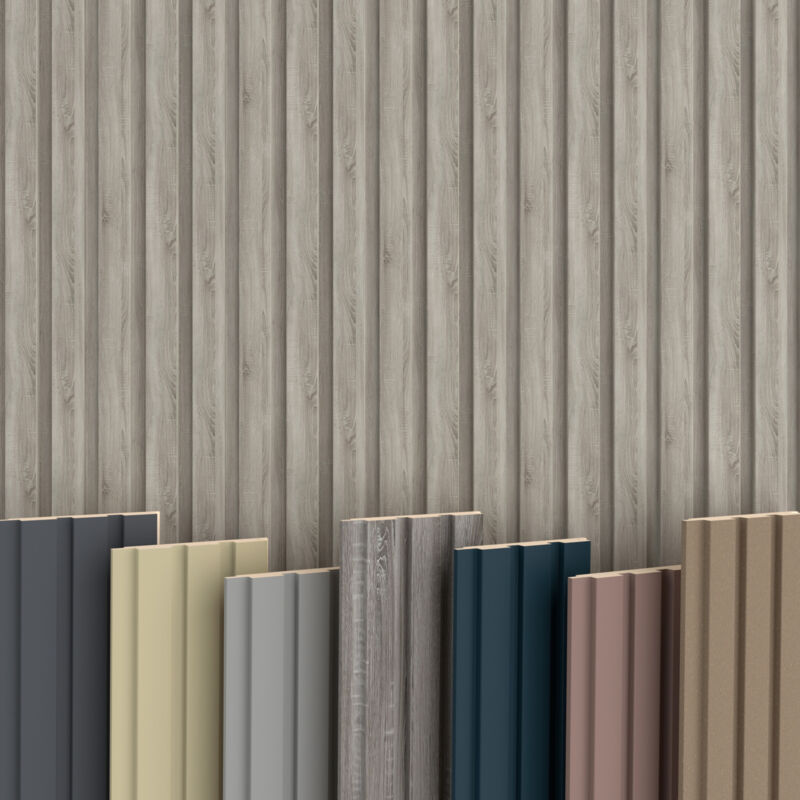 Hexim - beats Lamellen 2,75m mdf Holz Lamellenwand Wandverkleidung Lamellenpaneele Wand Paneele stoßfest: Sonoma Oak, Endlamelle