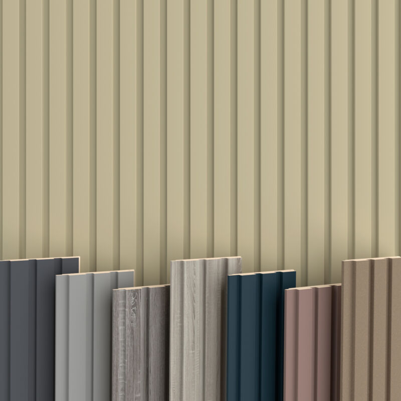 Hexim - beats Lamellen 2,75m mdf Holz Lamellenwand Wandverkleidung Lamellenpaneele Wand Paneele stoßfest: Palomino, Startlamelle