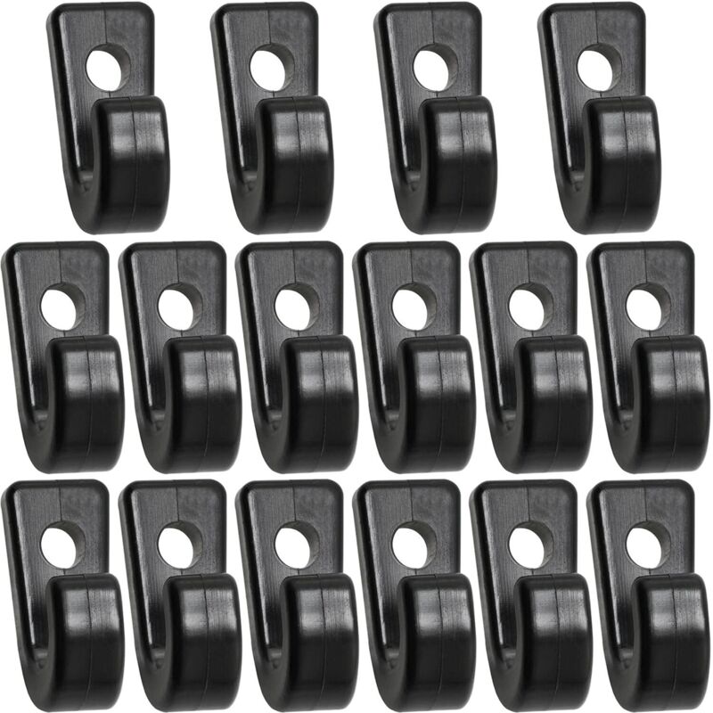 BEBUSINGOTO 16 Stück J-förmige Haken Nylon J-Haken Zurrhaken für Kajak Bungee-Seil Kanu Boote, Schwarz