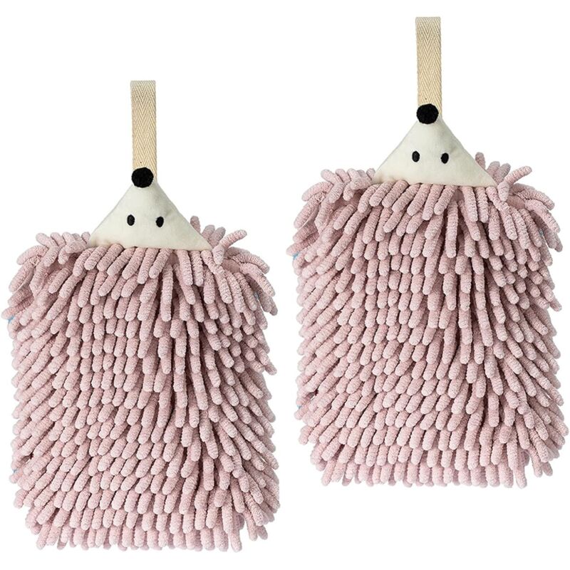 BEBUSINGOTO 2er-Pack süße Chenille-Handtücher mit Tiermotiven, flauschige Ballhandtücher mit Schlaufe, hängende Handtücher für Badezimmer, Küche