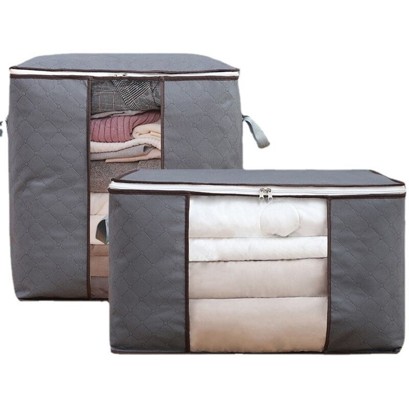 BEBUSINGOTO 2er-Pack Vlies-Aufbewahrungstaschen für Bettdecken, Umzugstaschen für Bettdecken, Kleider- und Gepäck-Organizer (graues 2-teiliges Set