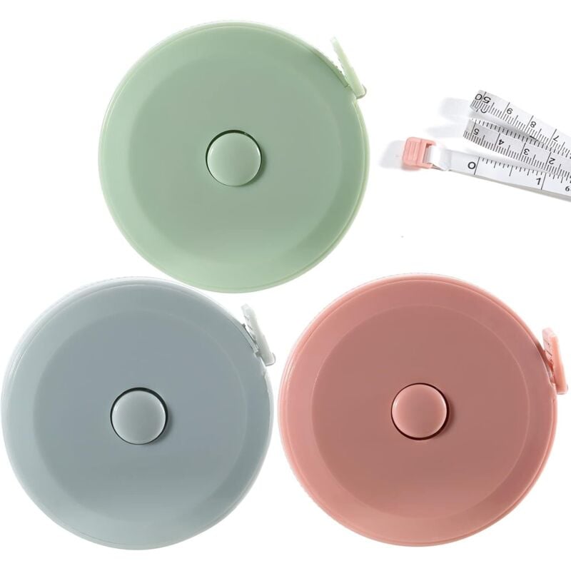 BEBUSINGOTO 3-teiliges Maßband, 1,5 m Maßband zum Nähen, doppelseitiges Maßband für die Taille, einziehbares Maßband zum Nähen für Diät-Nähen,