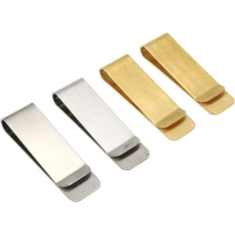 BEBUSINGOTO 4 Stück Geldklammer aus Metall, Edelstahl-Clip-Set, Messing-Clips für Bargeld und Kreditkarten, Geldklammer aus Messing,