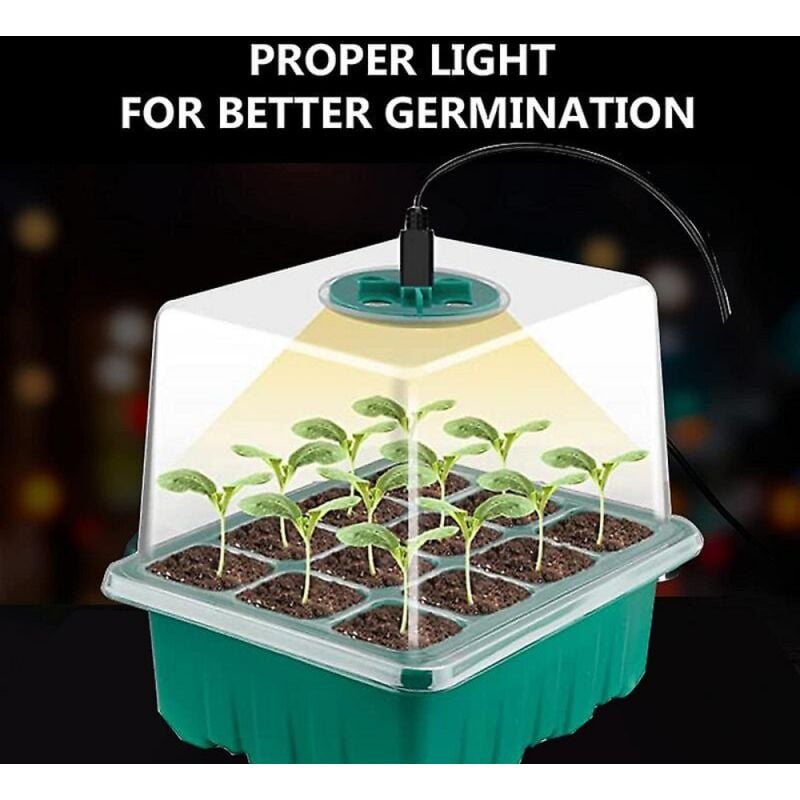BEBUSINGOTO 5-teiliges Mini-Gewächshaus-Set für Pflanzen mit Vollspektrum-Solarlicht, Indoor-Growbox mit Abdeckung und Belüftungsöffnungen