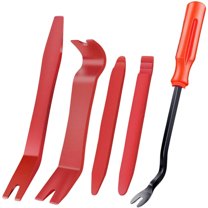 BEBUSINGOTO 5-teiliges Werkzeug zum Entfernen von Verkleidungen, Auto-Panel-Werkzeug, Entfernen von Autoradio-Verkleidungen, (rot) 18 x 25 cm