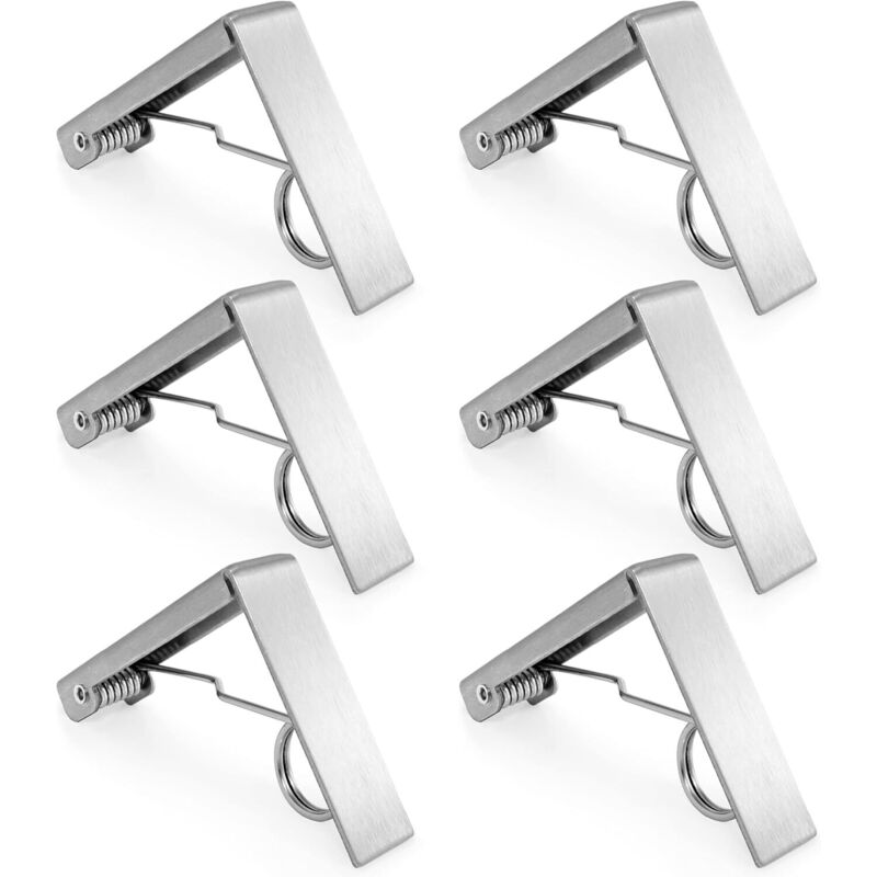 BEBUSINGOTO 6er-Pack Picknick-Tischdeckenklammern für Tische im Freien – Tischdeckenklammer aus Edelstahl, passend für 5,8 cm dicke Tische,