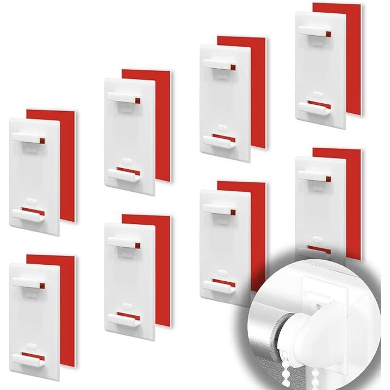 BEBUSINGOTO 8er Set kurze Klebehalterungen für Jalousien - Doppelrollos - ohne Bohren - Ersatzzubehör zur Befestigung an feststehenden PVC-Fenstern