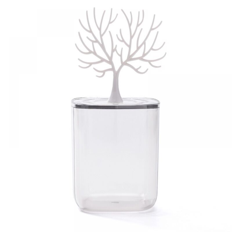 BEBUSINGOTO Aufbewahrungsbox für Wattestäbchen, transparent, wasserdicht, mit Deckel, für Baumdekoration, Weiß, 2 Stück