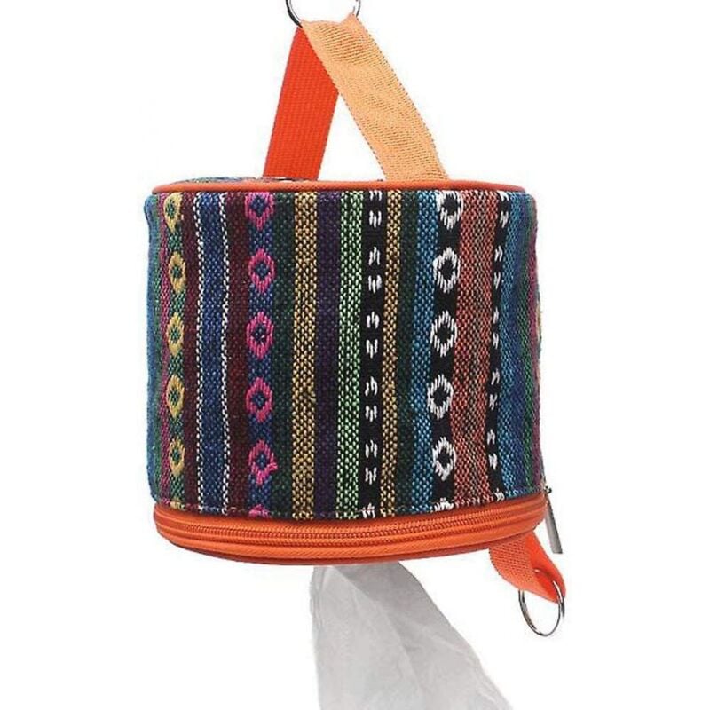 BEBUSINGOTO Aufbewahrungshalter für Rollenpapier im Freien, faltbare Toilettenpapierbox im ethnischen Stil mit Aufhängeschlaufe für Campingzelt